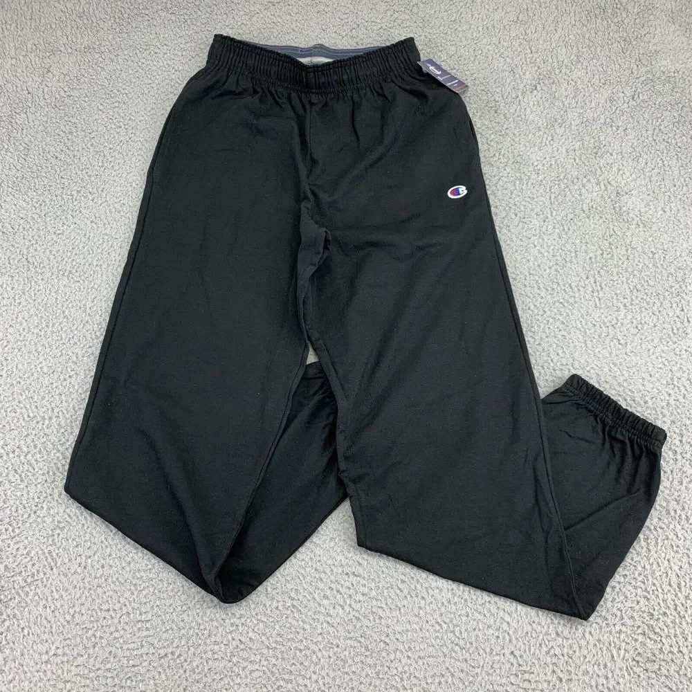 Champion Joggers Mens Small Black‎ Closed Hem Lightweight 100% Cotton Pants NWT